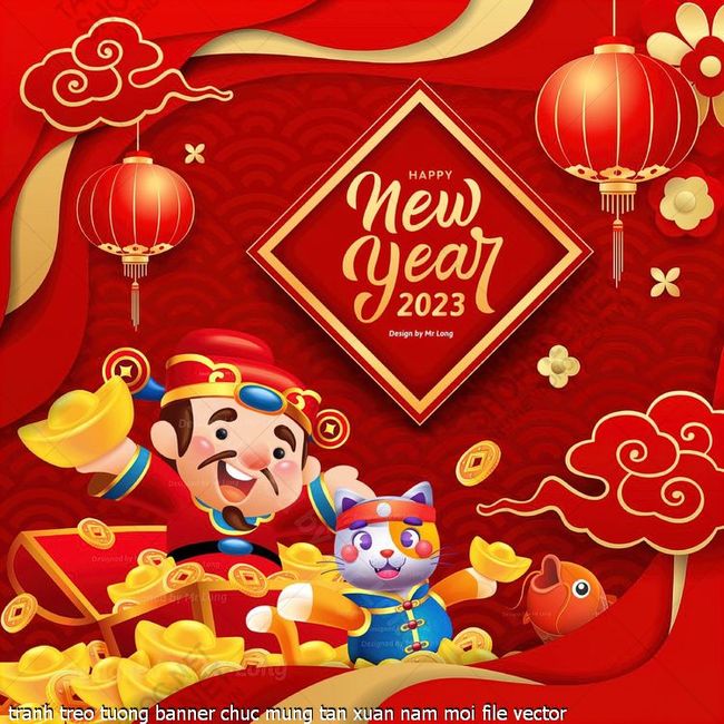 tranh treo tuong banner chuc mung tan xuan nam moi file vector